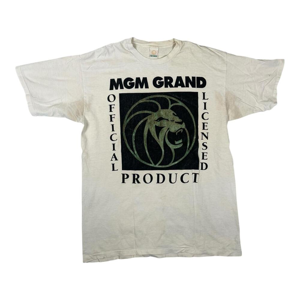 Vintage MGM Grand T-Shirt Mens XL White Official Licensed Product Las Vegas 90s